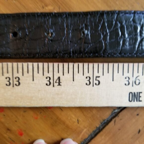 WCM New York Black Leather Belt, Mock Reptile Alligator Croc Print, Size Large - Picture 11 of 13